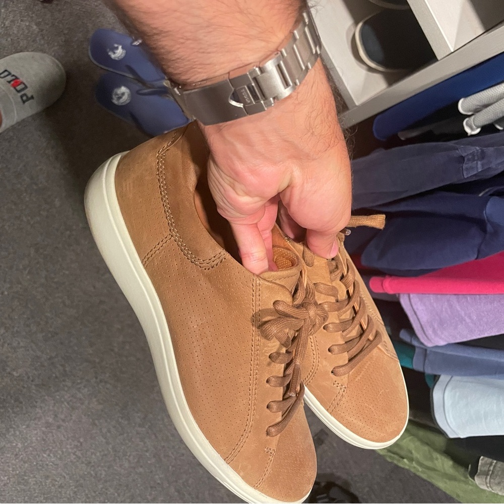 Ecco Men's Brown Sneakers with White Sole